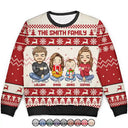 Family - Christmas Chibi Family Holding Gift - Personalized Unisex Ugly Sweater