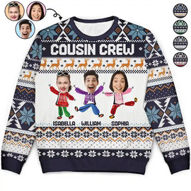 Gift For Sibling, Gift For Sisters, Gift For Brothers - Custom Photo Cousin Crew Family - Personalized Unisex Ugly Sweater