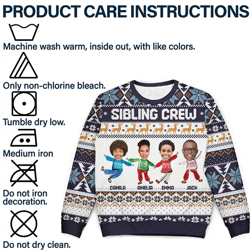 Gift For Sibling, Gift For Sisters, Gift For Brothers - Custom Photo Cousin Crew Family - Personalized Unisex Ugly Sweater