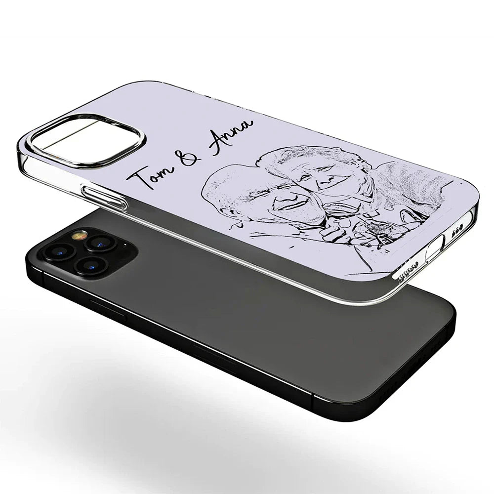 Pet Lovers,Cat Lovers,Dog Lovers,Happy - Custom Photo Pet Face Dog Cat Pencil Drawing - Personalized Clear Phone Case