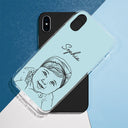 Custom Photo Pet Face Dog Cat Pencil Drawing - Personalized Clear Phone Case