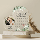 Gift For Couples, Gift For Husband, Gift For Wife, Gift For Boyfriend, Gift For Girlfriend - Custom Photo Calendar Married Engaged Couples - Personalized Heart Shaped Acrylic Plaque