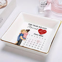 Gift For Couples, Gift For Husband, Gift For Wife, Gift For Boyfriend, Gift For Girlfriend - The Year We Got Engaged Married Kissing Couples Calendar - Personalized Ring Dish