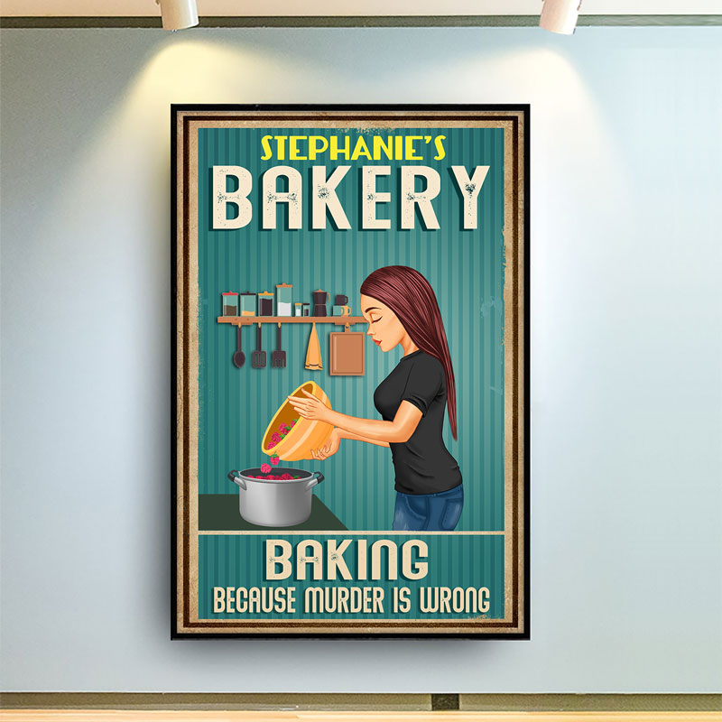 Baking Because Murder Is Wrong - Gift For Baking Lovers - Personalized Custom Poster