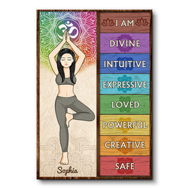 I Am Divine Intuitive Expressive Loved - Gift For Yoga Lovers - Personalized Custom Poster