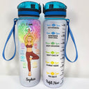 I Am Divine Intuitive Expressive Loved Powerful Creative Safe - Gift For Yoga Lovers - Personalized Custom Water Tracker Bottle