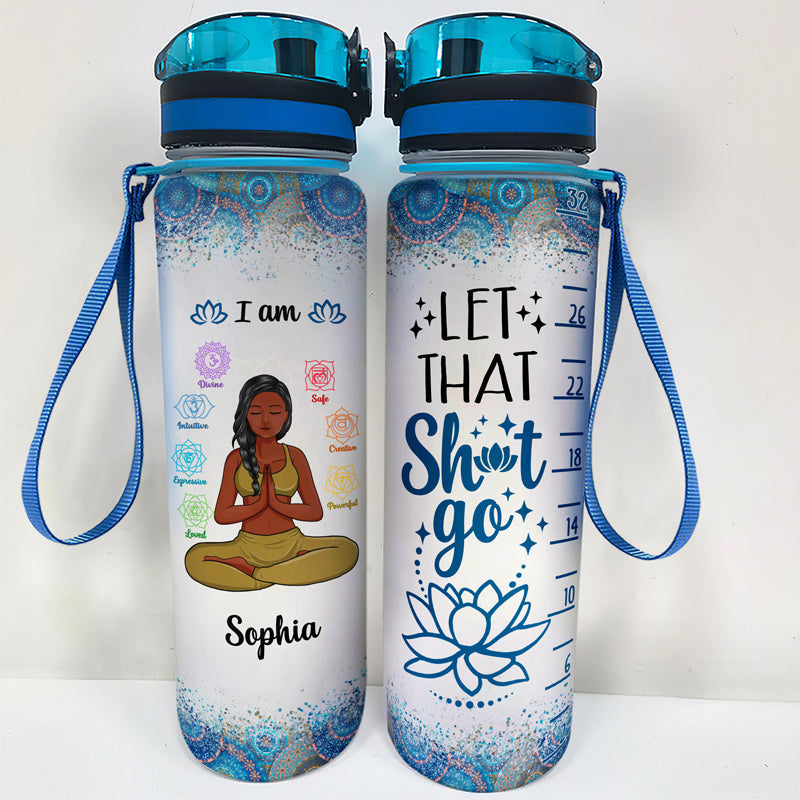 Yoga Girl I Am Divine Intuitive Expressive Loved - Gift For Yoga Lovers - Personalized Custom Water Tracker Bottle