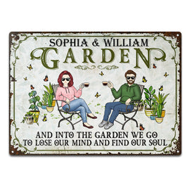 And Into The Garden We Go Gardening Family - Garden Sign For Couples - Personalized Custom Classic Metal Signs