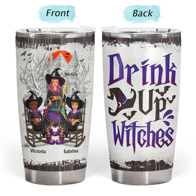 Witches Best Friends The Black Hat Sisterhood An Enchanting Fly By Night Group - Gift For Besties And Sisters - Personalized Custom Tumbler