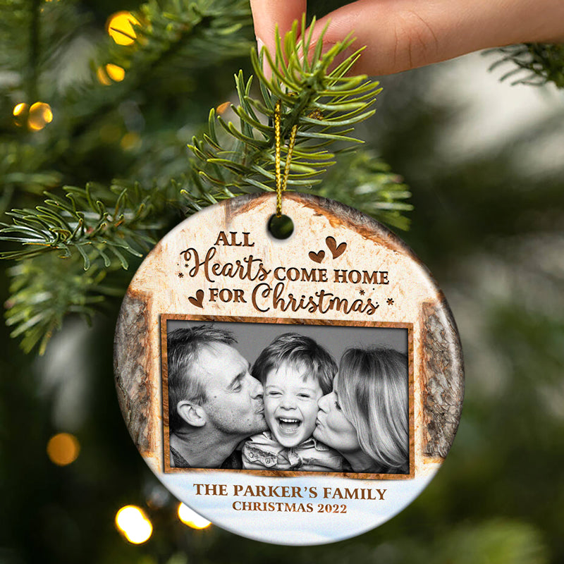 Custom Photo Family And So Together They Built - Christmas Gift For Family - Personalized Custom Circle Ceramic Ornament