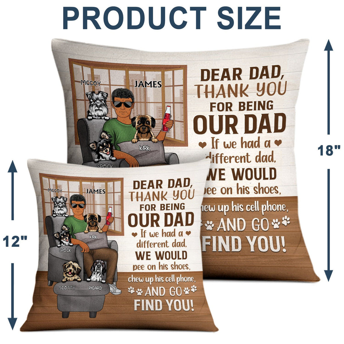 Thank You Best Dog Dad Ever - Pet Lover Father Gift - Personalized Custom Pillow