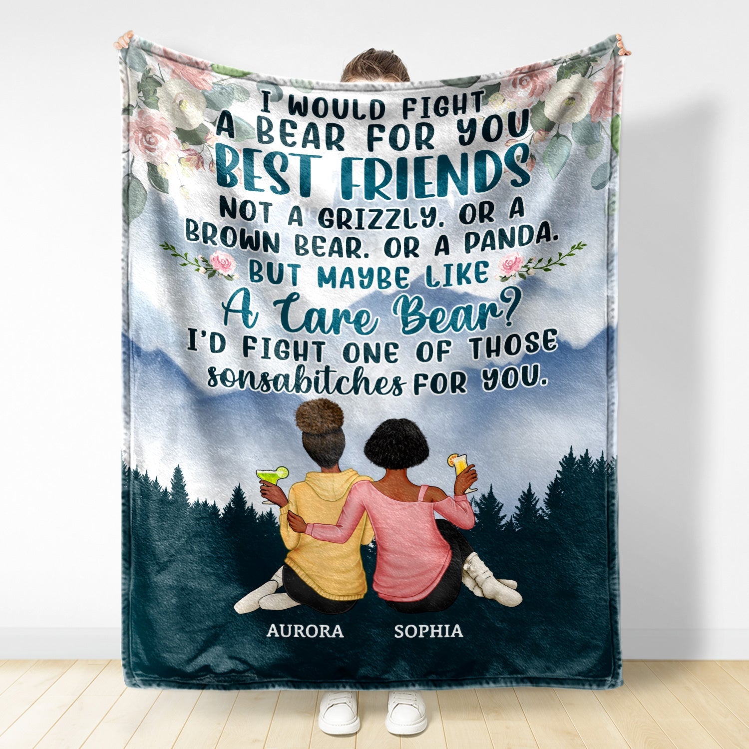 Side By Side Or Miles Apart - Birthday, Loving Gift For Sister, Brother, Siblings, Family, Besties - Personalized Custom Fleece Blanket