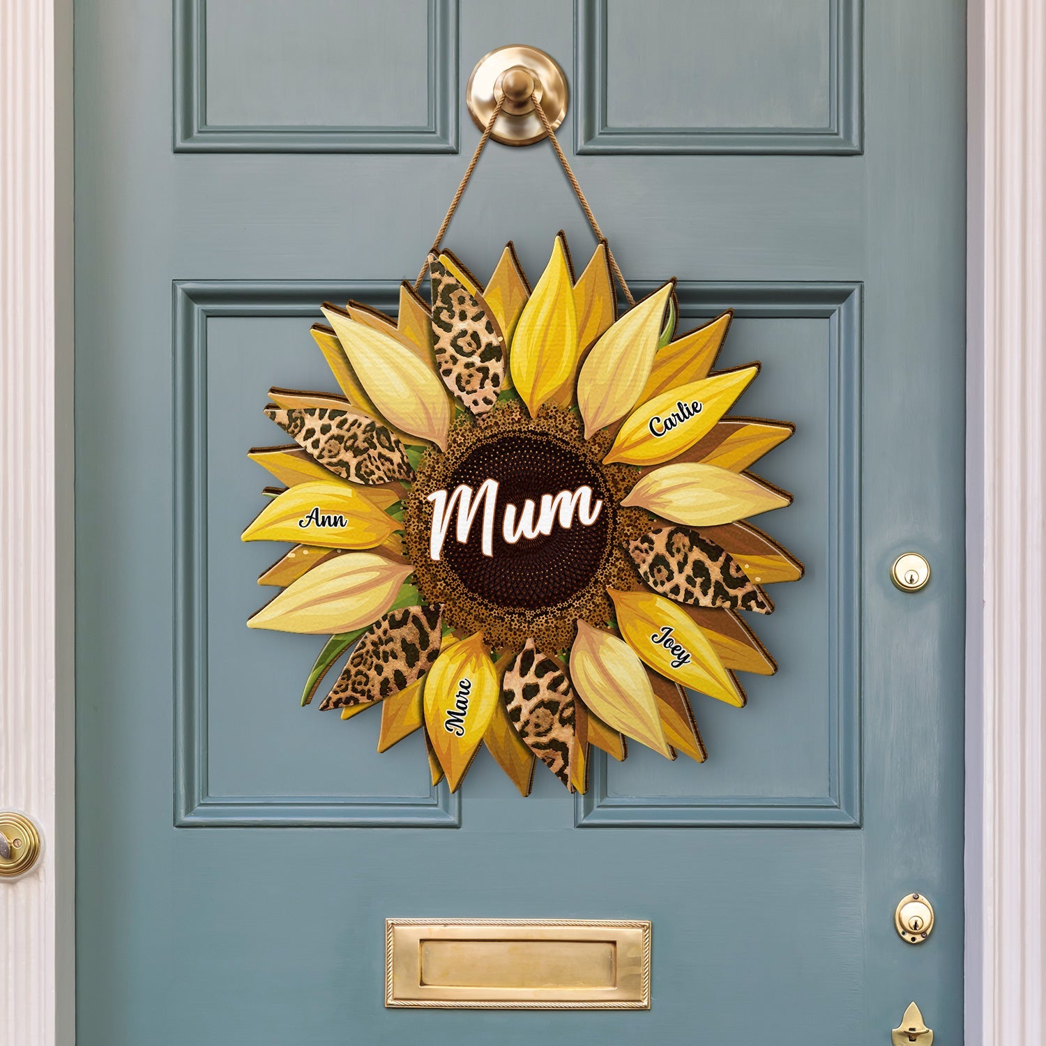 Nana, Mom, Auntie Family Sunflower - Birthday, Loving Gift For Mother, Grandma, Grandmother - Personalized Custom Shaped Wood Sign