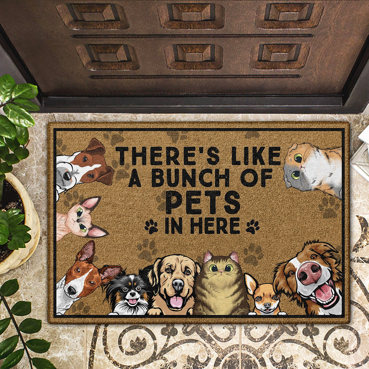 There's Like A Bunch Of Dogs In Here - Gift For Dog Lovers & Cat Lovers - Personalized Custom Doormat