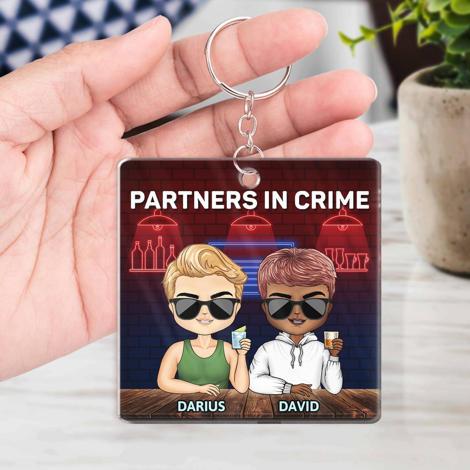 Partners In Crime Just Remember If We Get Caught Bar Best Friends - Bestie BFF Gift - Personalized Custom Acrylic Keychain