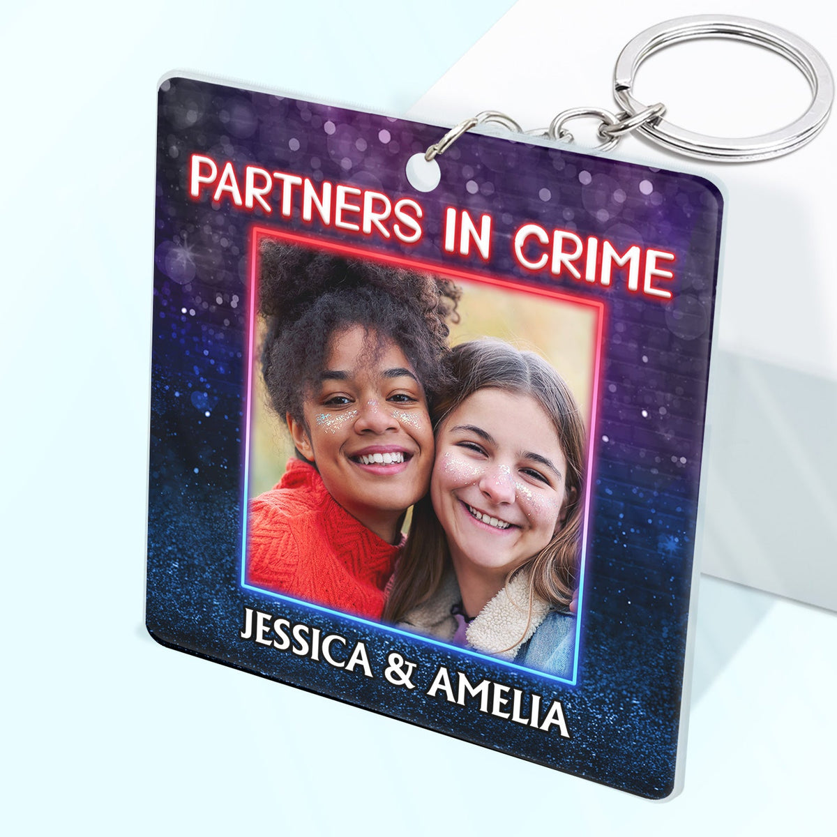 Custom Photo Partners In Crime Just Remember If We Get Caught Best Friends - Bestie BFF Gift - Personalized Custom Acrylic Keychain