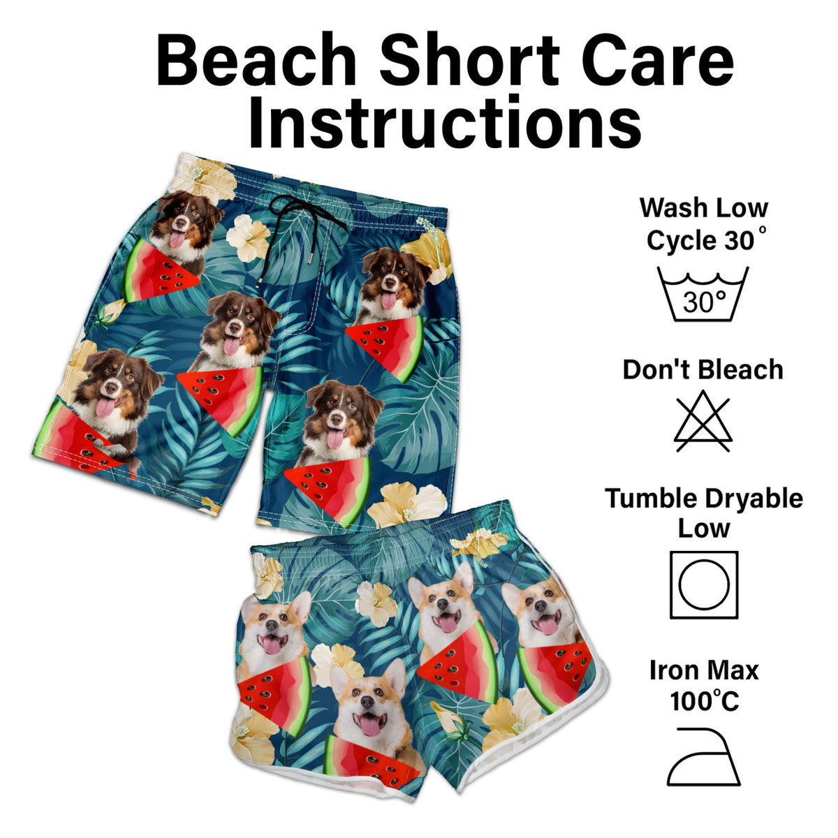 Custom Photo Funny Family Pet Face - Gift For Couples, Dog And Cat Lovers - Personalized Custom Couple Beach Shorts