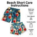 Custom Photo Funny Family Pet Face - Gift For Couples, Dog And Cat Lovers - Personalized Custom Couple Beach Shorts