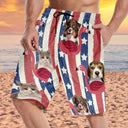 Custom Photo Funny Family Pet Face Stars And Stripes - Gift For Men, Dog And Cat Lovers - Personalized Custom Unisex Beach Shorts