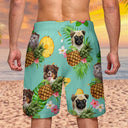 Custom Photo Funny Family Pet Face Tropical Fruit - Funny Gift For Pet Lovers, Dog Mom, Cat Mom, Dog Dad, Cat Dad - Personalized Unisex Beach Shorts