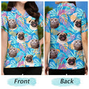 Custom Photo Funny Family Pet Face Purple Tropical - Gift For Pet Lovers, Dog Lovers, Cat Lovers - Personalized Hawaiian Shirt