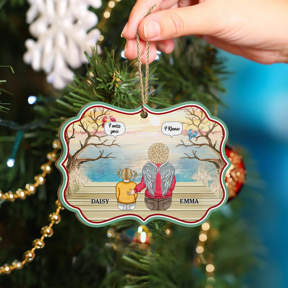 Christmas Family A Letter From Heaven To You - Memorial Gift - Personalized Wooden Card With Pop Out Medallion Ornament