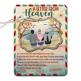 Christmas Family A Letter From Heaven To You - Memorial Gift - Personalized Wooden Card With Pop Out Medallion Ornament