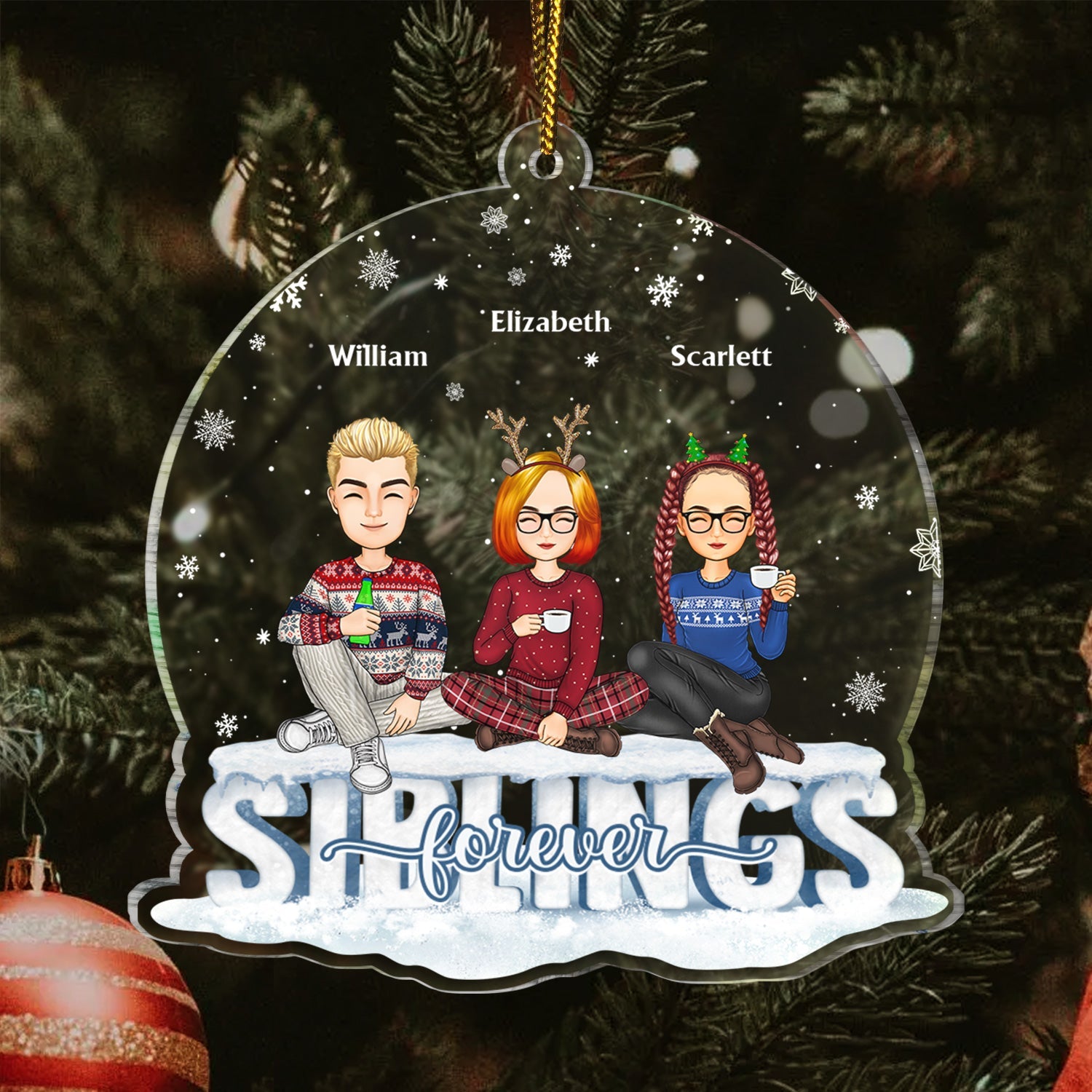 Besties Forever - Christmas Gift For Best Friends, Sisters, Colleagues - Personalized Custom Shaped Acrylic Ornament