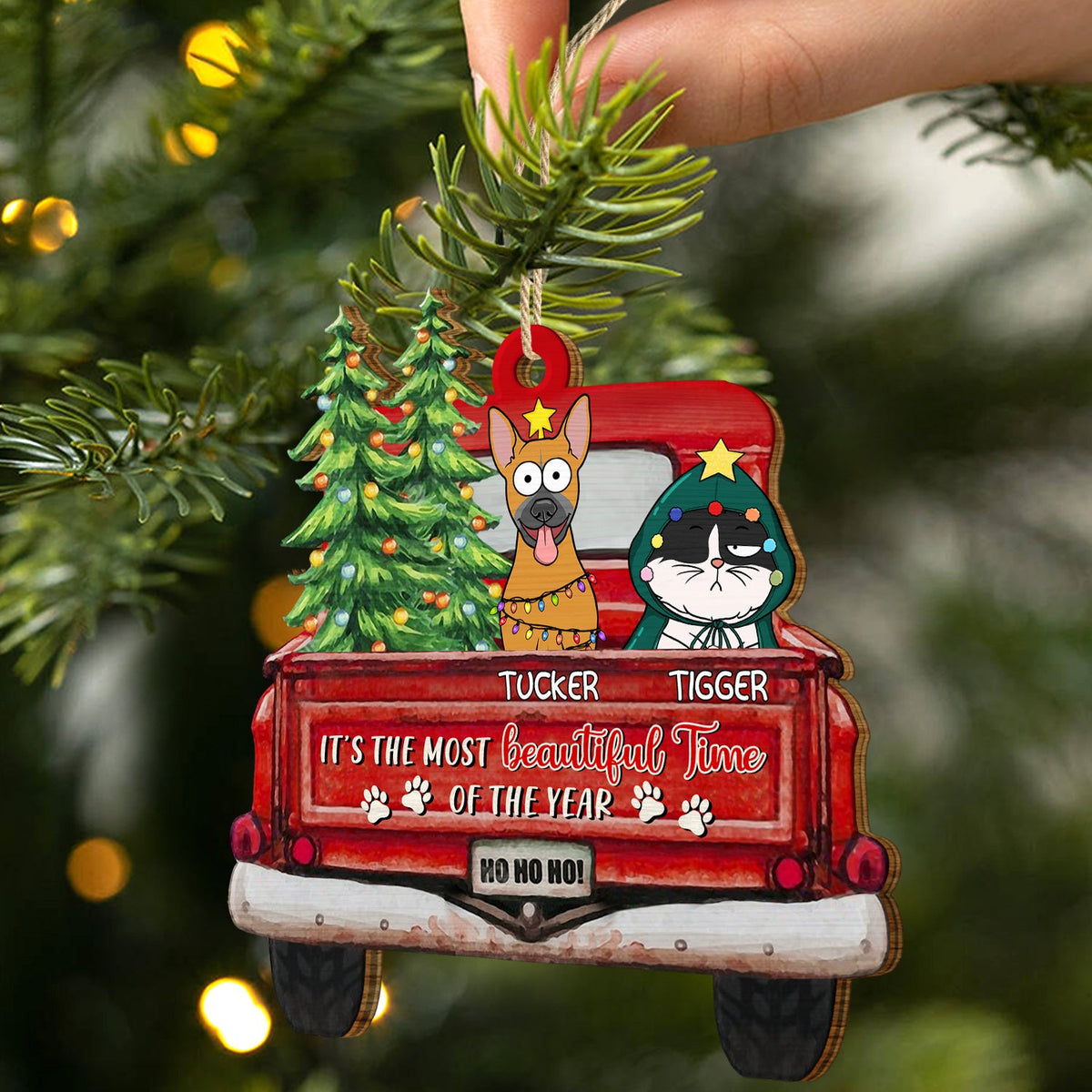 It's The Most Beautiful Time Of The Year - Christmas Gift For Dog, Cat, Pet Lovers - Personalized Wooden Cutout Ornament