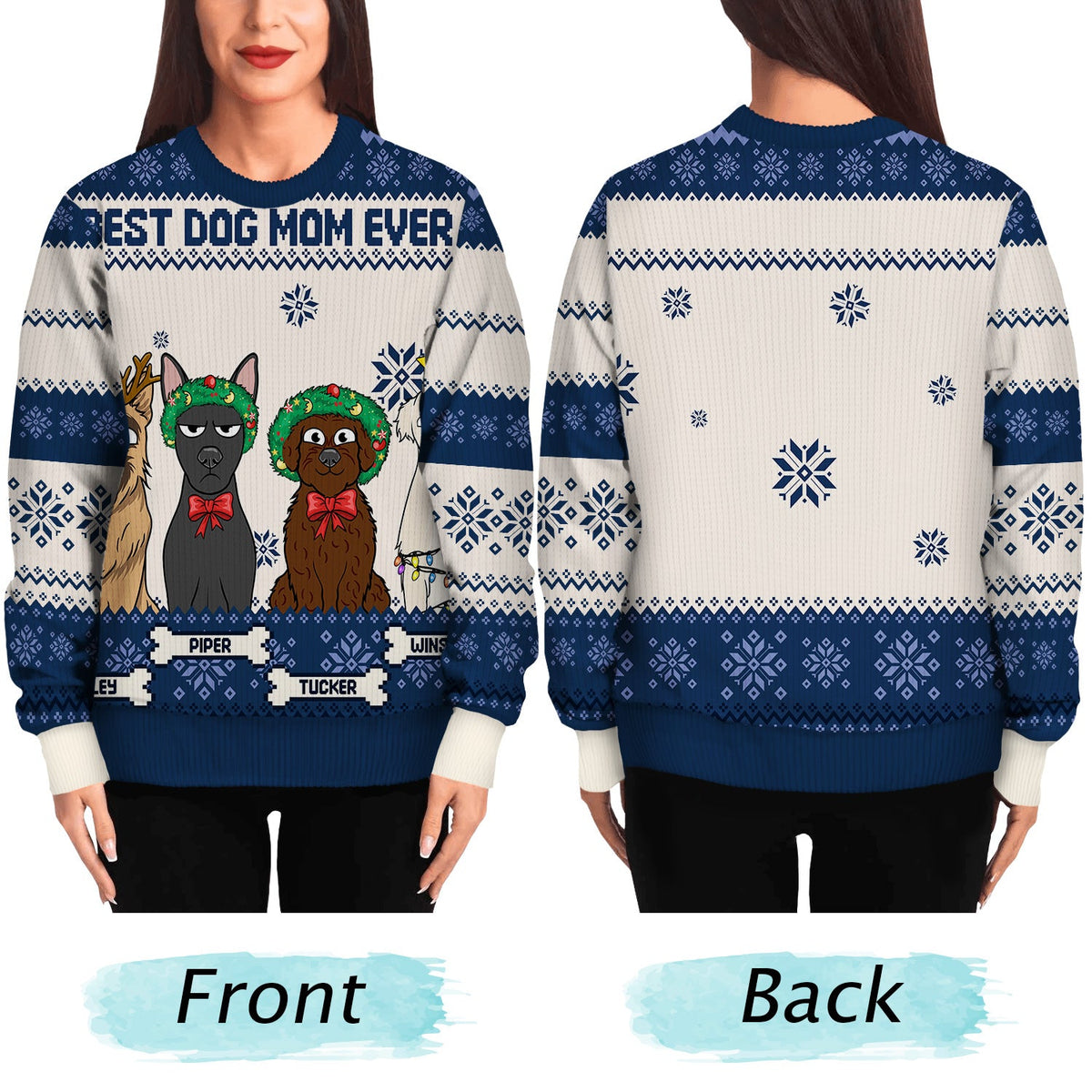 Best Dog Mom Ever - Christmas Gift, Gift For Dog Lovers, Dog Mom, Dog Dad, Pet Lovers - Personalized Unisex Ugly Sweater