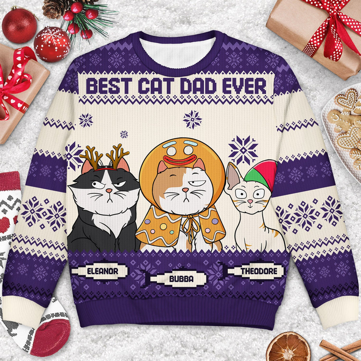 Best Cat Mom Ever - Christmas Gift, Gift For Cat Lovers, Cat Mom, Cat Dad, Pet Lovers - Personalized Unisex Ugly Sweater