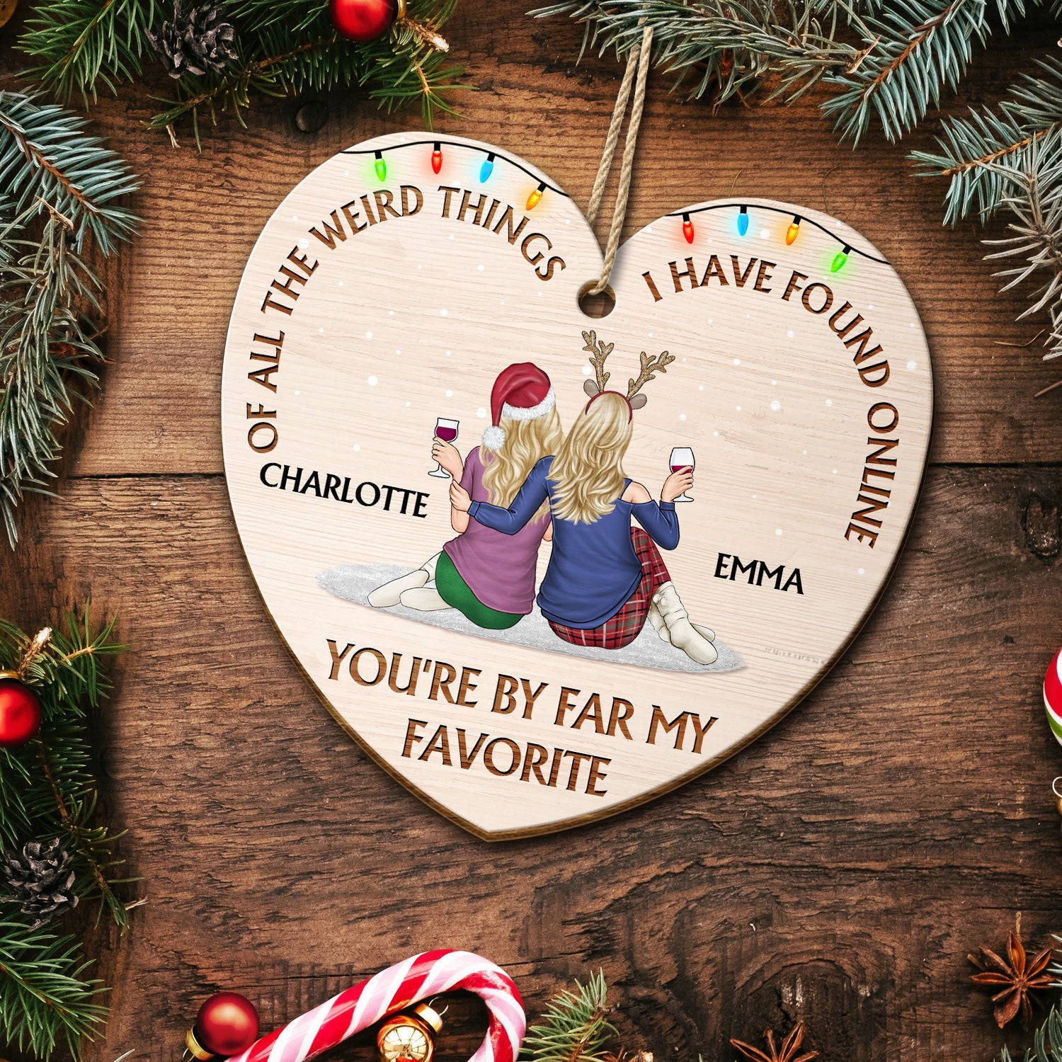 Of All The Weird Things - Christmas Gift For Couples, Husband, Wife - Personalized Custom Shaped Wooden Ornament