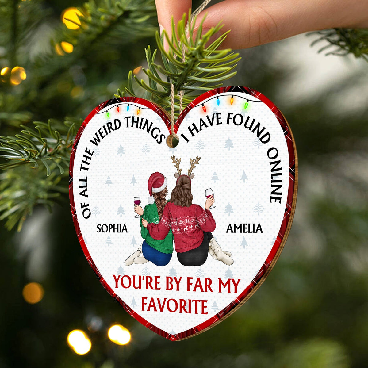 Of All The Weird Things - Christmas Gift For Couples, Wife, Husband - Personalized Custom Shaped Wooden Ornament