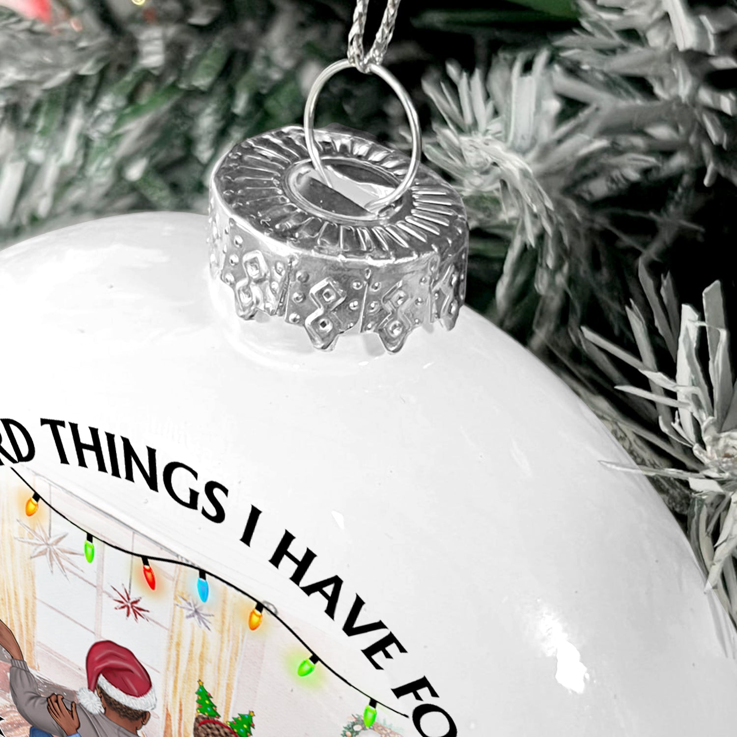 Of All The Weird Things - Christmas Gift For Couples, Husband, Wife - Personalized White Flat Ball Ornament