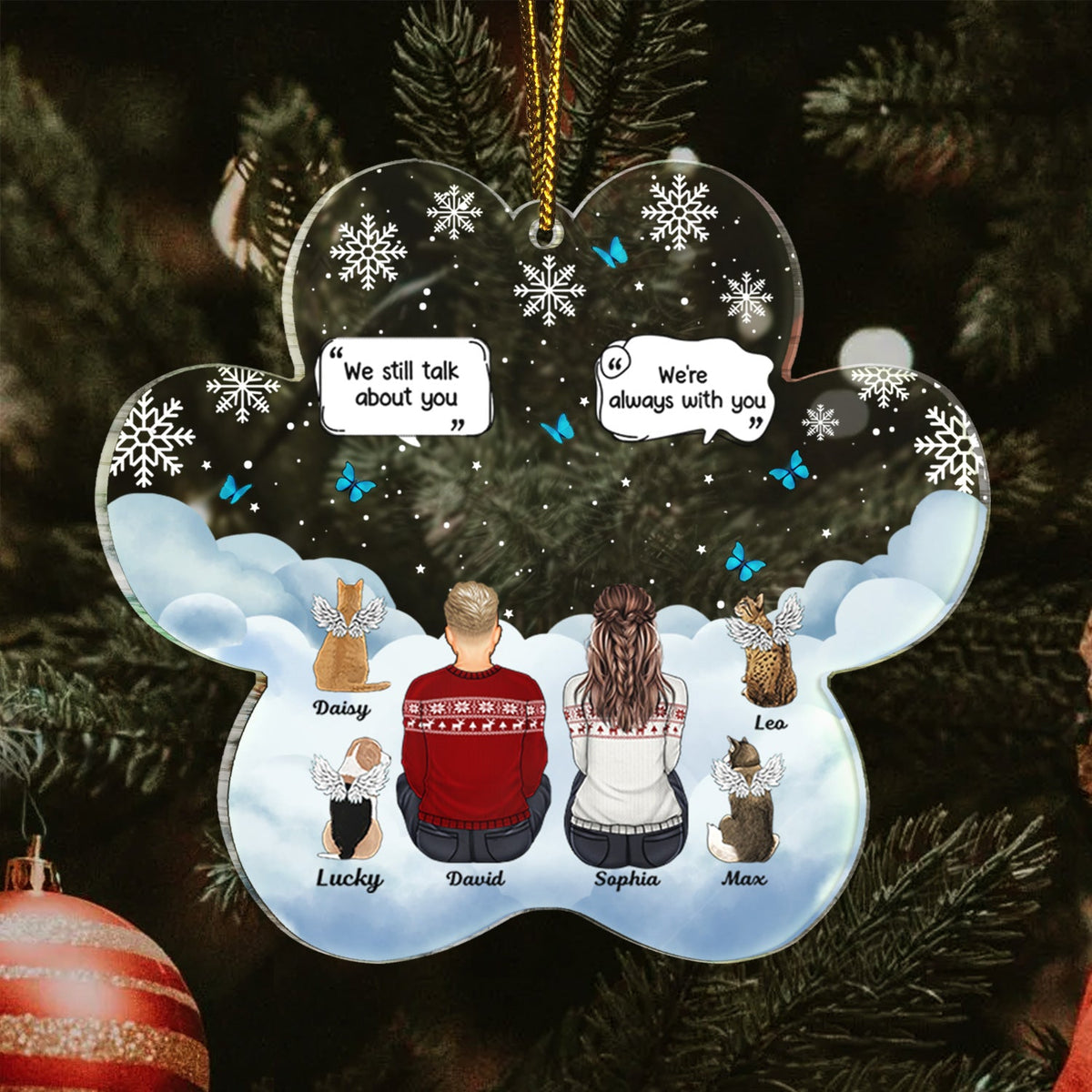 I Miss You - Christmas Memorial Gift For Pet Lovers, Dog Mom, Dog Dad, Cat Mom, Cat Dad - Personalized Custom Shaped Acrylic Ornament