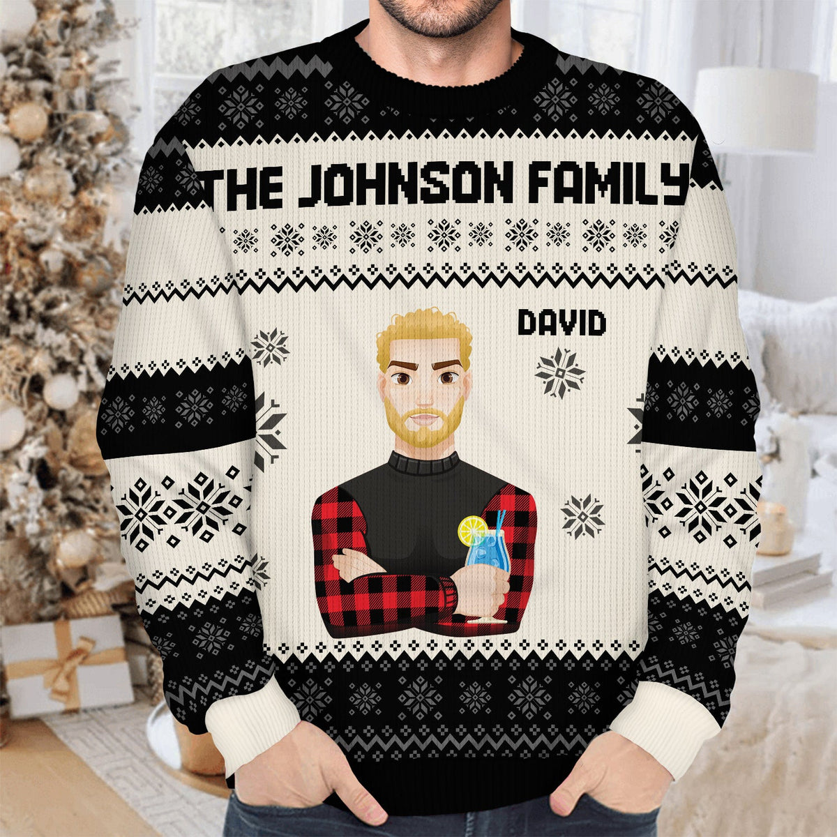 Flat Art - Christmas Gift For Bestie, Friend, Sibling, Family - Personalized Unisex Ugly Sweater