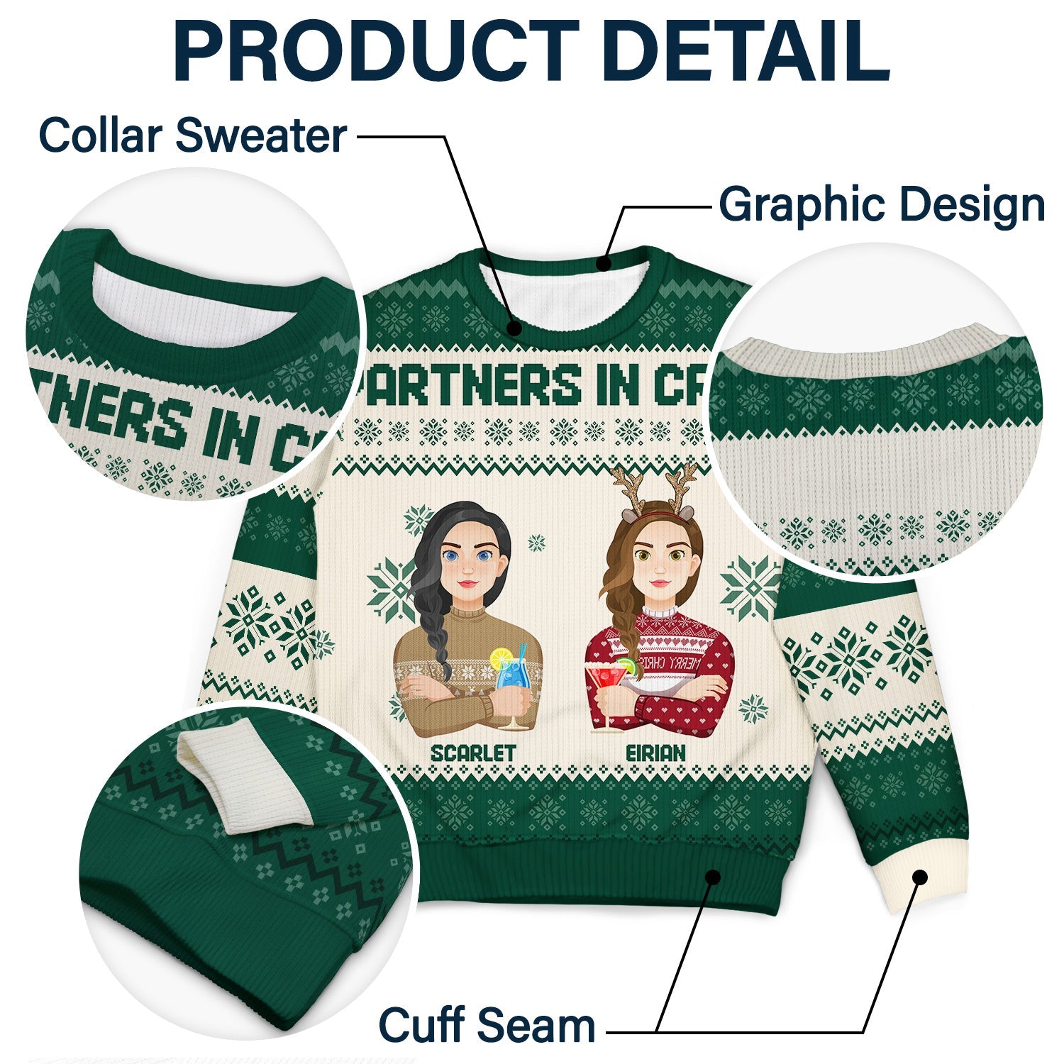 Flat Art - Christmas Gift For Bestie, Friend, Sibling, Family - Personalized Unisex Ugly Sweater