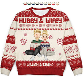 Cartoon Style Couple - Christmas Gift For Spouse, Husband, Wife - Personalized Unisex Ugly Sweater