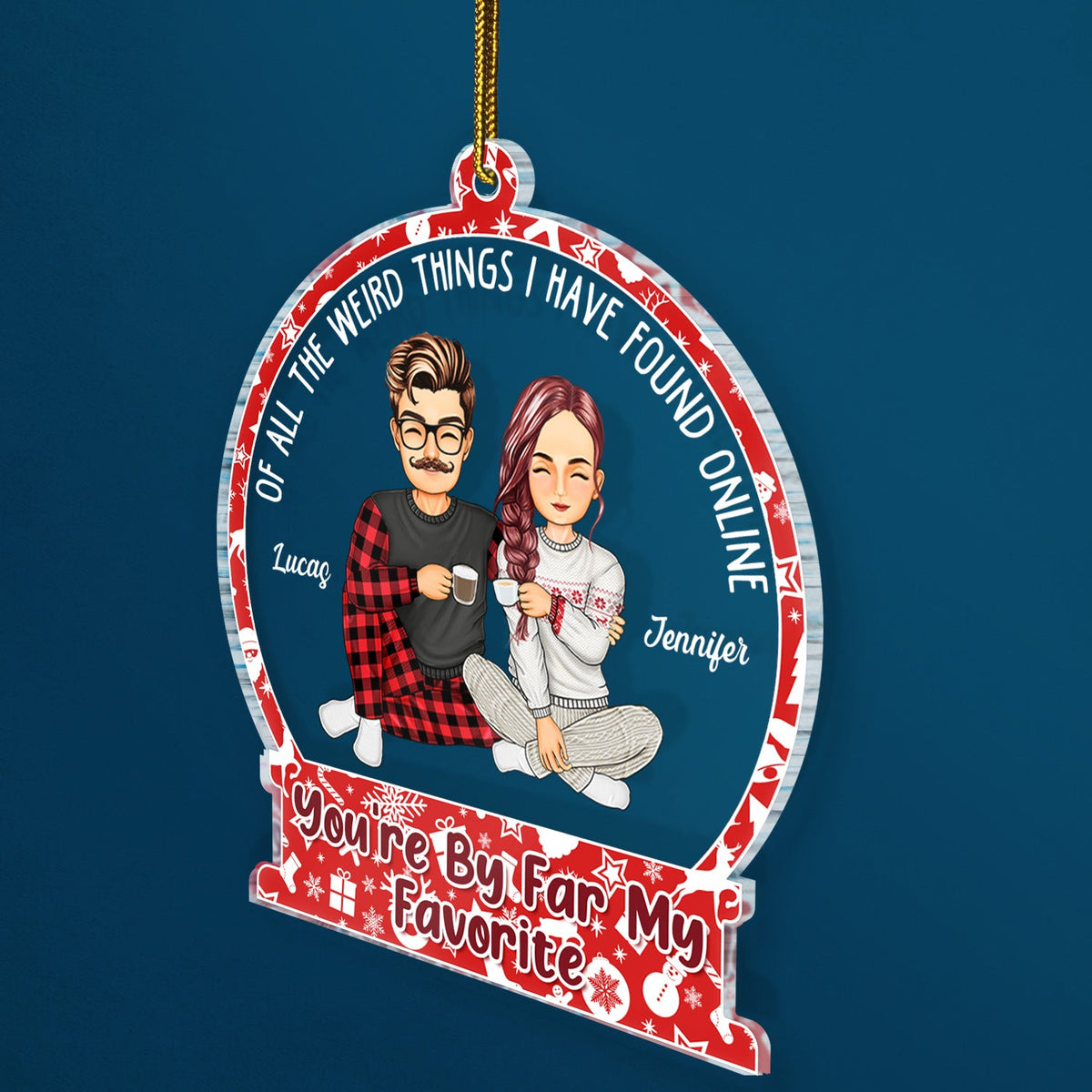 Of All The Weird Things Cartoon - Christmas Gift For Couples, Husband, Wife - Personalized Custom Shaped Acrylic Ornament