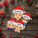 Grandma Mom Hugging Kids - Christmas Gift For Granddaughter, Grandson - Personalized Cutout Acrylic Ornament