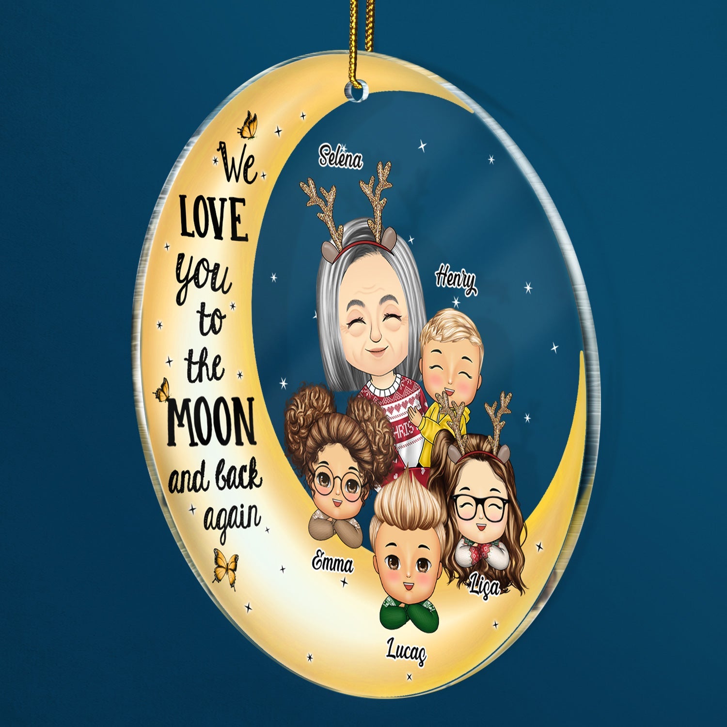 I Love You To The Moon And Back Grandma Mom - Christmas Gift For Grandmother, Mother, Grandkids - Personalized Circle Acrylic Ornament