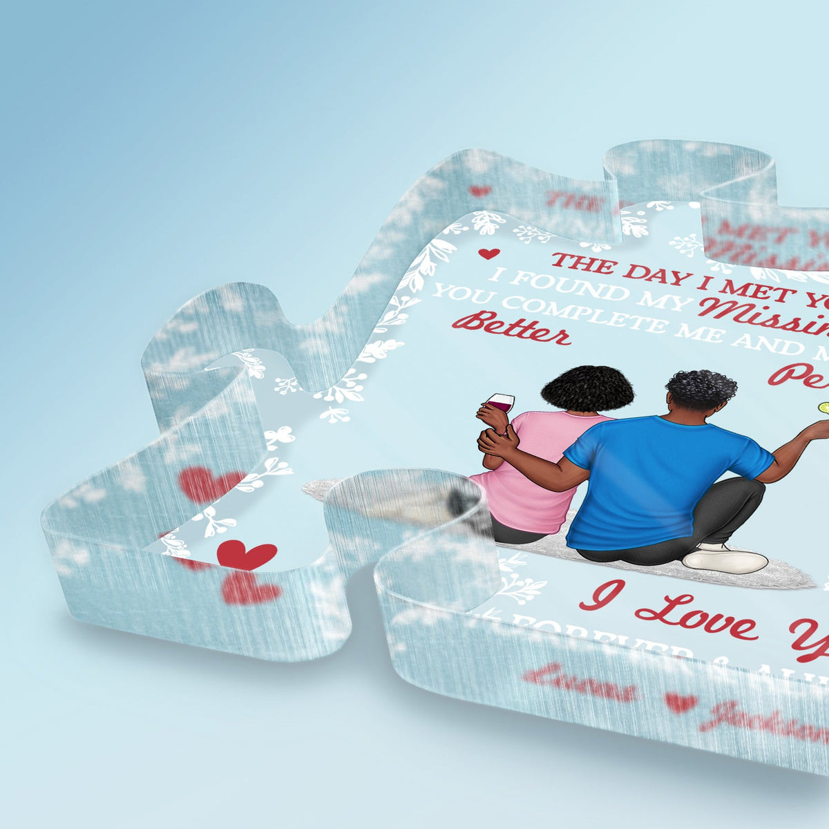 You Complete Me And Make Me A Better Person - Gift For Couple, Spouse, Husband, Wife - Personalized Puzzle Shaped Acrylic Plaque