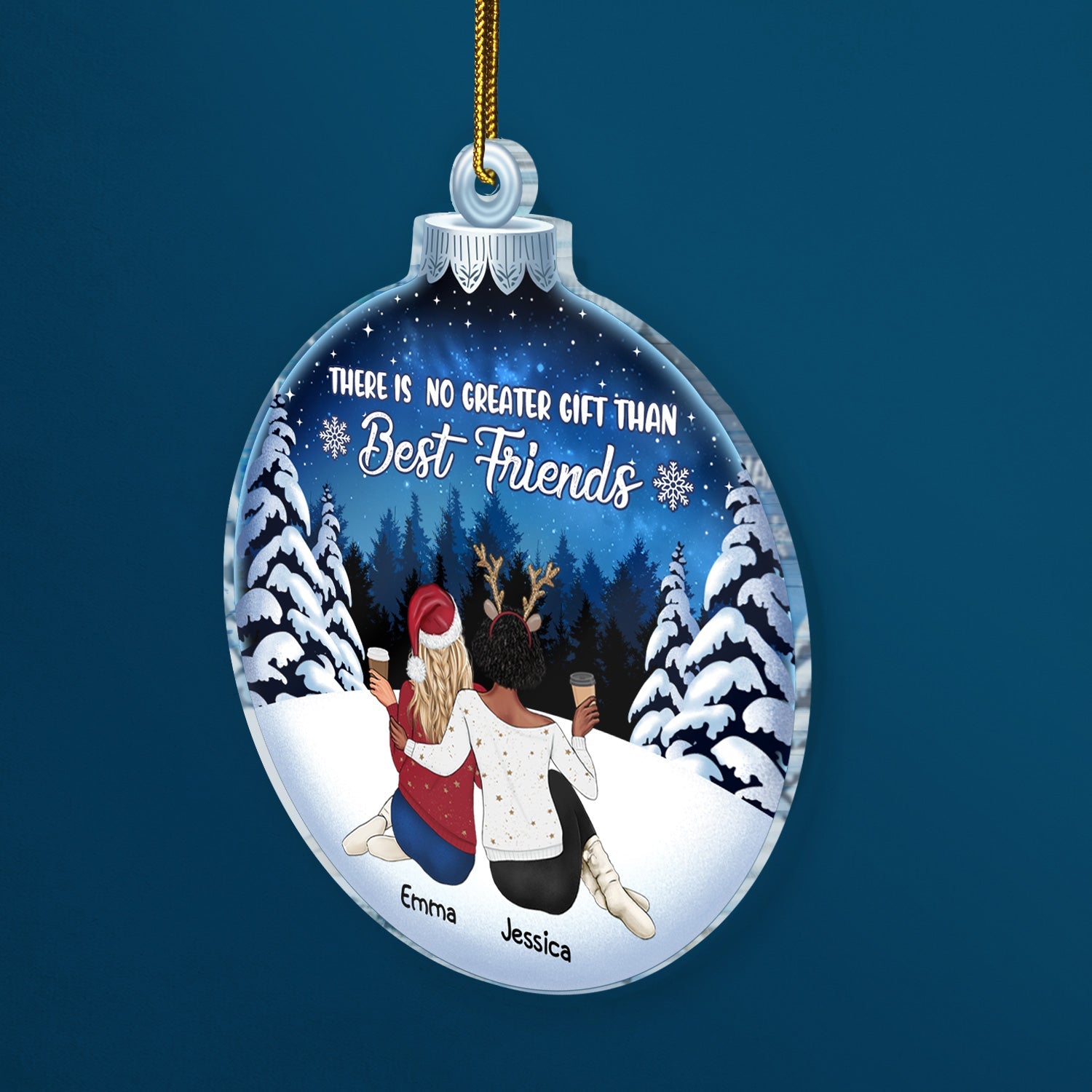 Side By Side Or Miles Apart Sisters And Brothers - Christmas Gift For Besties, Best Friends, Siblings - Personalized Custom Shaped Acrylic Ornament