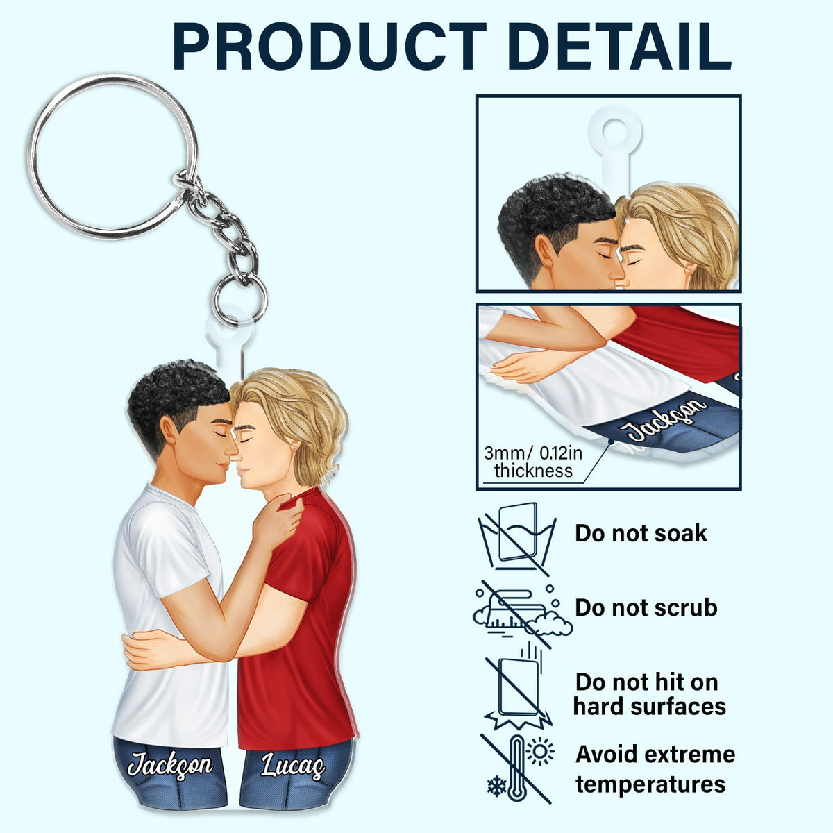 Couple Hug Kissing - Anniversary Gift For Couples - Personalized Cutout Acrylic Keychain