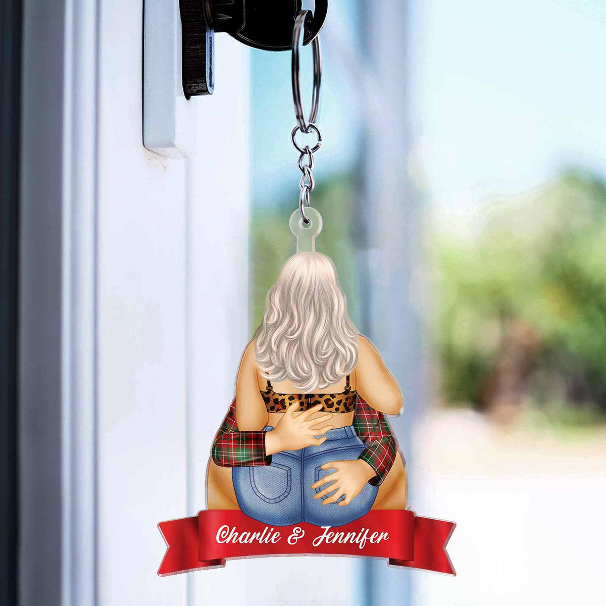 Couple Kissing Style 2 - Anniversary Gift For Couples - Personalized Cutout Acrylic Keychain