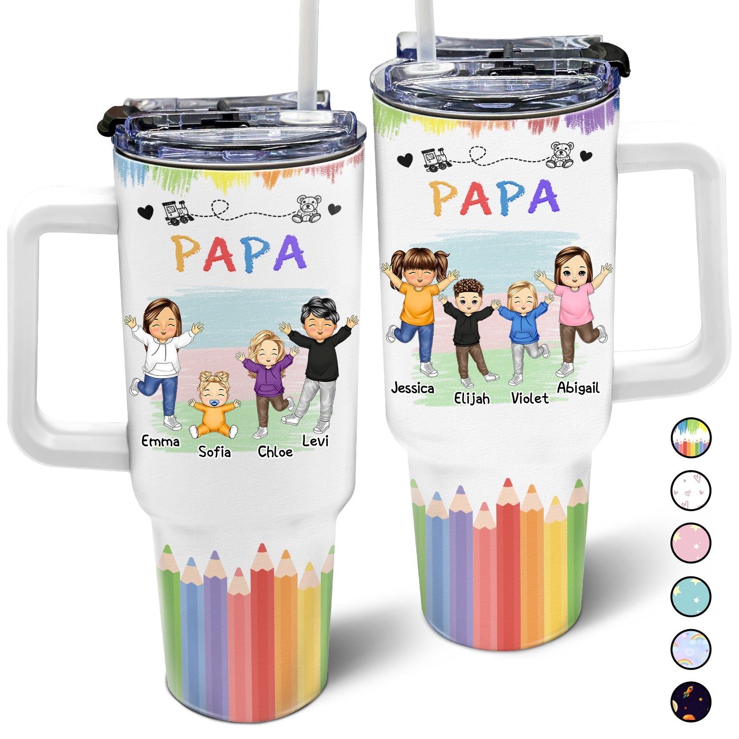 Nana Papa Mommy Daddy - Birthday, Loving Gift For Mother, Father, Grandma, Grandpa - Personalized 40oz Tumbler With Straw