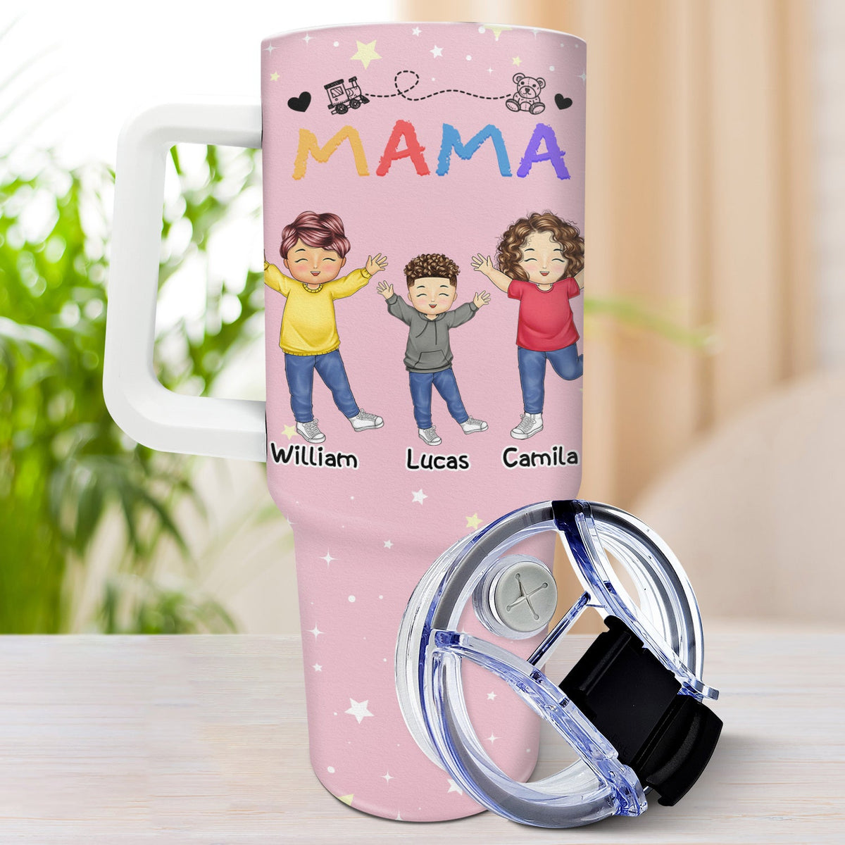 Nana Papa Mommy Daddy - Birthday, Loving Gift For Mother, Father, Grandma, Grandpa - Personalized 40oz Tumbler With Straw