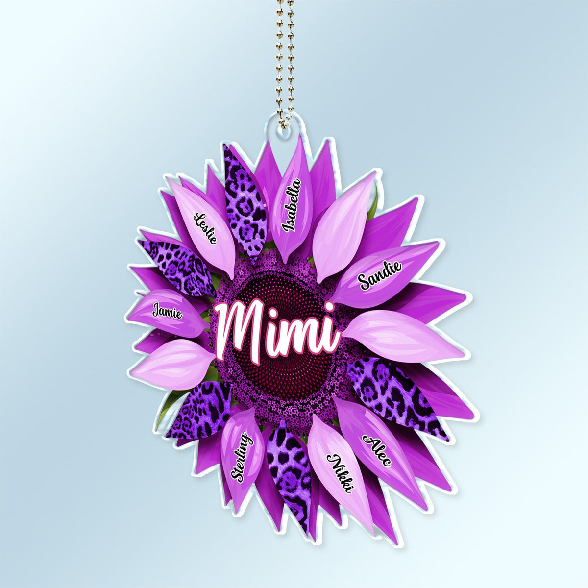 Nana, Mom, Auntie Family Sunflower - Birthday, Loving Gift For Mother, Grandma, Grandmother - Personalized Acrylic Car Hanger