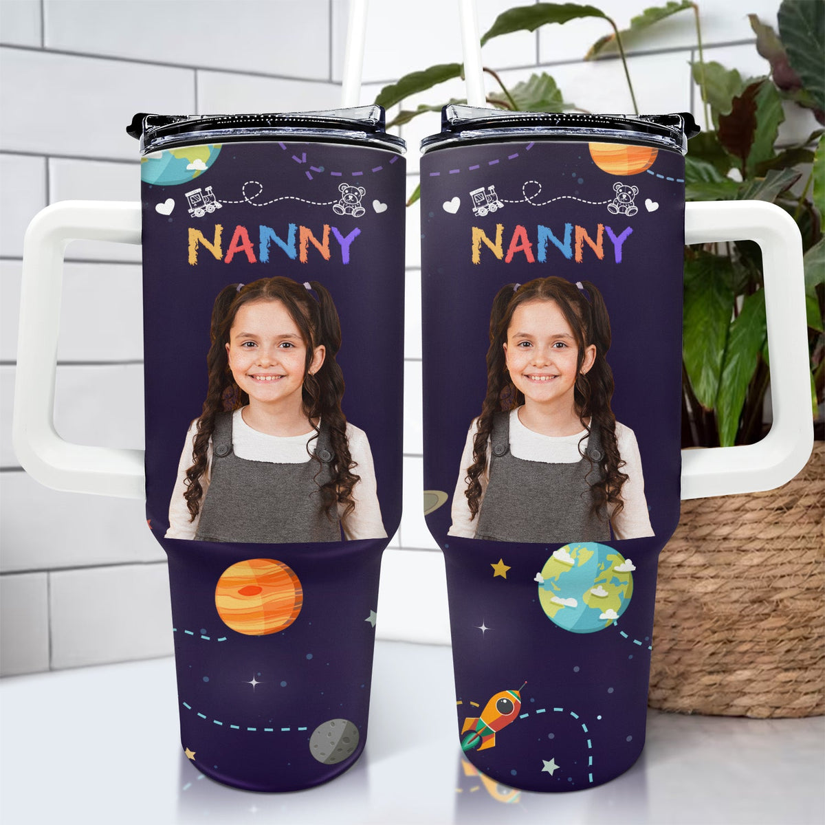 Custom Photo Nana Papa Mommy Daddy - Birthday, Loving Gift For Mother, Father, Grandma, Grandpa - Personalized 40oz Tumbler With Straw