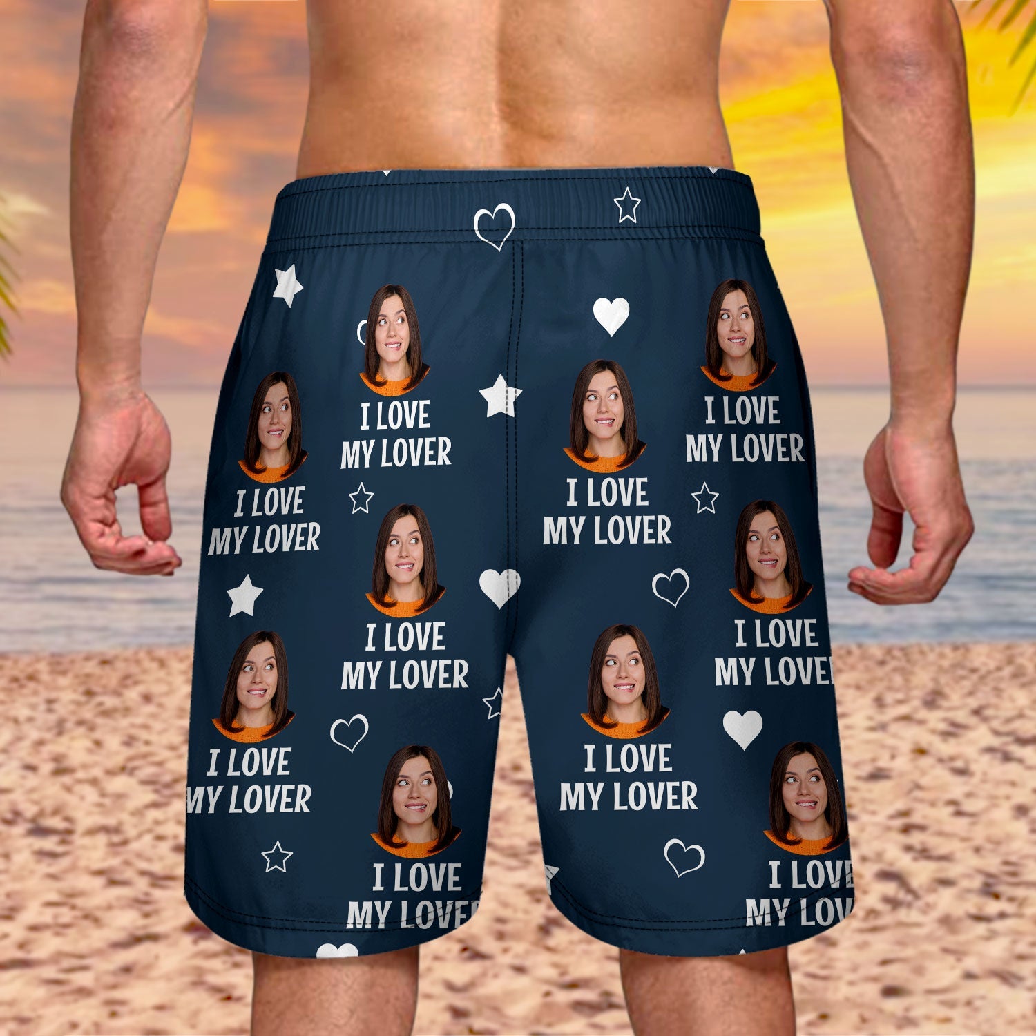 Custom Photo Funny I Love My Lover - Gift For Husband, Boyfriend - Personalized Unisex Beach Shorts